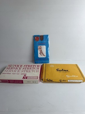 Lot Of 3 Vintage Hosiery Stockings Knee Highs Eyelons By Sutex Nightingale Nylon