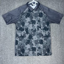 Oakley Polo Shirt Mens Medium Gray Camo Activewear Casual Travel Golf