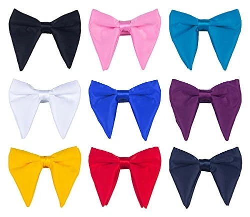 Pajarita de seda satinada de gran tamaño para hombre color liso formal esmoquin pajarita grande B-blanca Foto 2 de 4