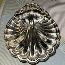 Antike Muschelschale Servierschale WMF EP Brass versilbert Muschel Schale 50er
