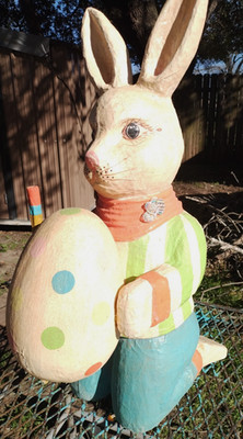 Vtg Paper Mache Easter Bunny Rabbit HAND MADE Philippines 27.5'' T 9'' W B2 READ