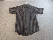 Ely Cattleman Western Shirt Men L Black Striped Pearl Snap