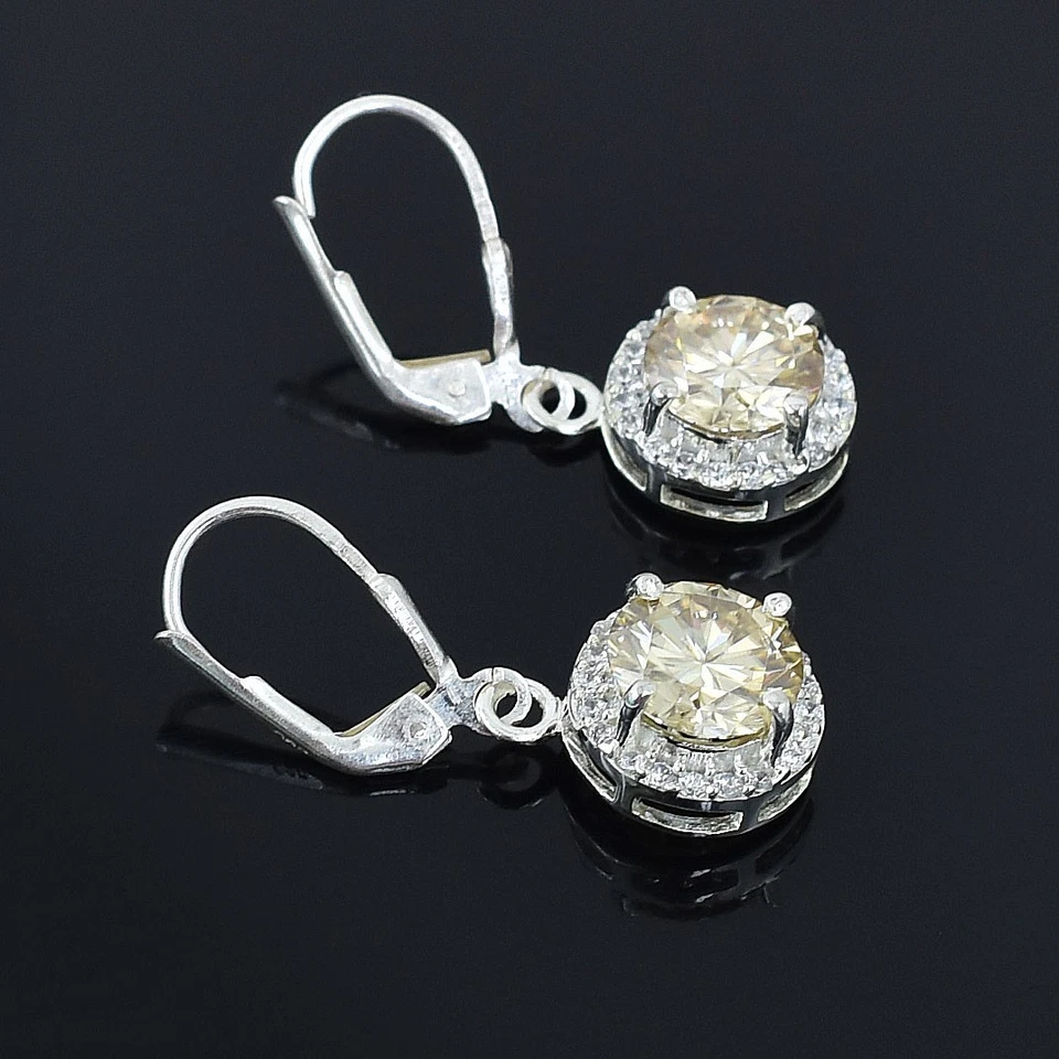 ¡Pendientes de diamantes de champán con certificación de 4 quilates! Gran brillo sin tarifa. Foto 2 de 4