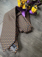 Bergamo NY Tie Geometric Burnt orange, Brown, white in repp style Exquisite 