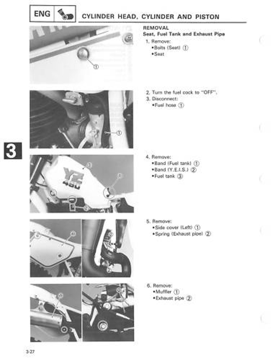 YAMAHA Workshop Manual YZ490 T 1987 Maintenance Service and