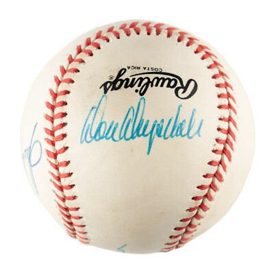 Sandy Koufax Don Drysdale Duke Snider Signed Baseball PSA