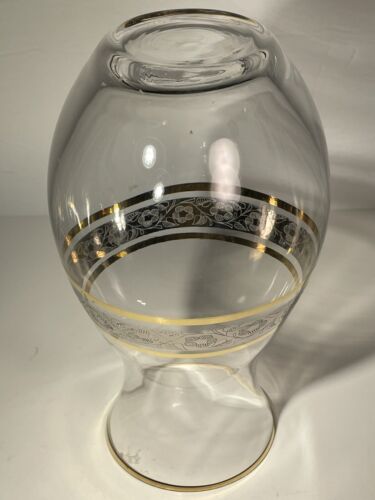 Vaso tondo vintage cristallo ceco boemo oro dorato vetro trasparente 8,75” Boemia - Foto 23 di 24