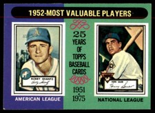 1975 Topps  1952 MVPs - Bobby Shantz / Hank Sauer MVP  #190
