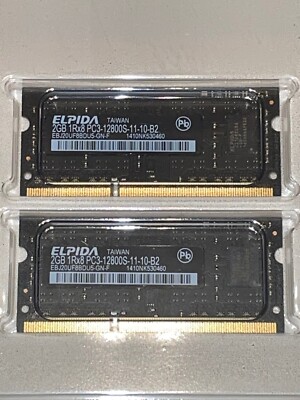 Lot of Two (2) Elpida 2GB 1Rx8 PC3-12800S-11-10-B2 RAM EBJ20UF8BDU5-GN-F 1600MHz