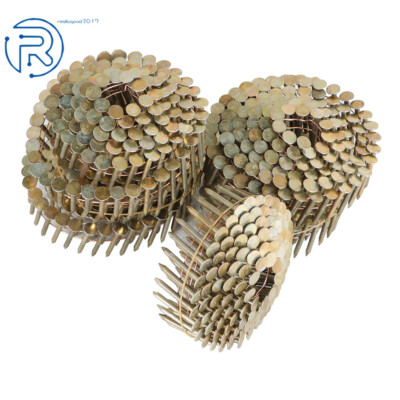 7200 Pack 1-1/4'' 15 Degree Coil Roofing Nail 3/8'' Head Diameter Galvanized