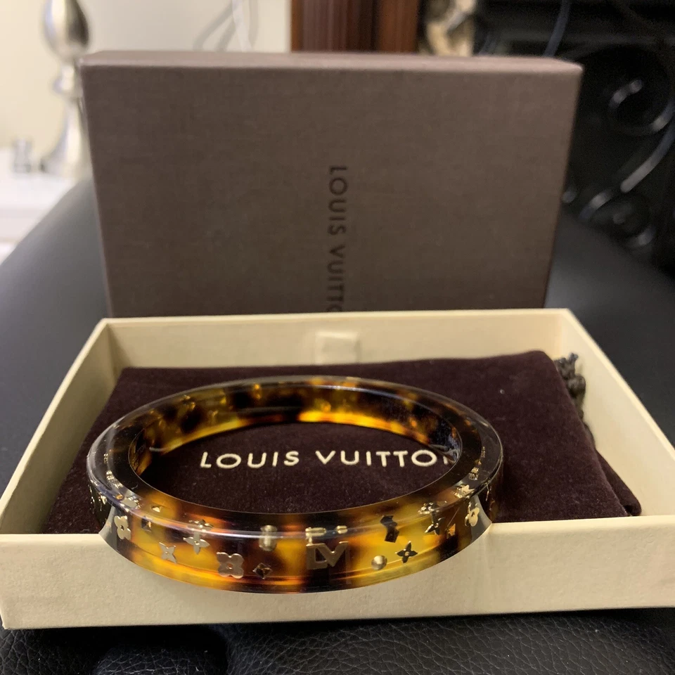 Auténtico Louis Vuittons LV Pulsera Brazalete Monograma Plástico Ámbar Accesorio Foto 2 de 4