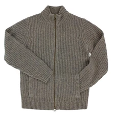 Taylor Stitch Men's Fisherman Full-Zip Sweater 100% Merino Wool Gray $248