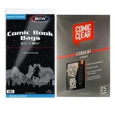 25 BCW Current Comic Book Bags & Comic Clear Boards Hard Archival Plastic Boards