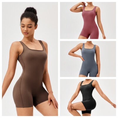 Women Sleeveless Tight Jumpsuit Stretch Sports Running Yoga Fitness Jumpsuit