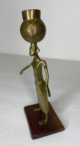 Antigua estatuilla femenina africana de bronce - Imagen 13 de 16