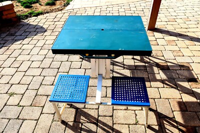 Vintage FOLDING PICNIC TABLE Portable Great Camping Table Bench Fold Up Design