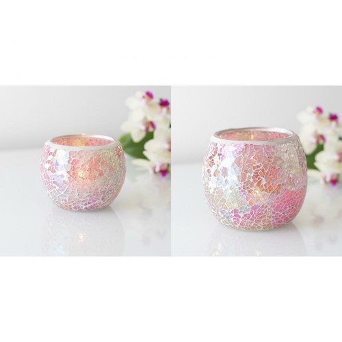 Mosaic Tea Light Holder Crackle Glass Candle Holder Crazed Effect Gift