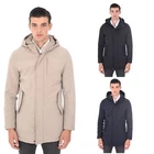 Mens Winter Hooded Parka Long Jacket Stylish Padded Slim Fit