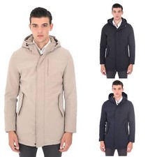 Parka Uomo Invernale con Cappuccio Giubbotto Lungo Elegante Imbottito Slim fit 