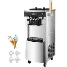 VEVOR Soft Serve Ice Cream Machine Yogurt Maker 2200W 20-28L 3Flavor Auto Clean