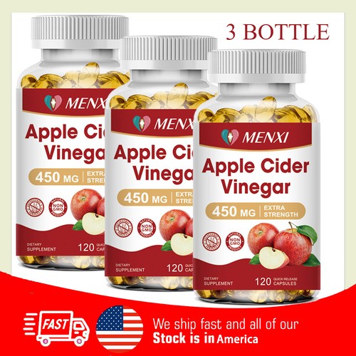 Pure APPLE CIDER VINEGAR ACV 360 Capsules PURE WEIGHT LOSS FAT BURNER Diet Pills - Picture 1 of 12