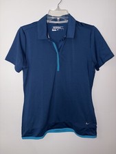 NEW WOMENS M MEDIUM NIKE GOLF DRI-FIT TOUR PERFORMANCE SNAP NECK POLO SHIRT BLUE