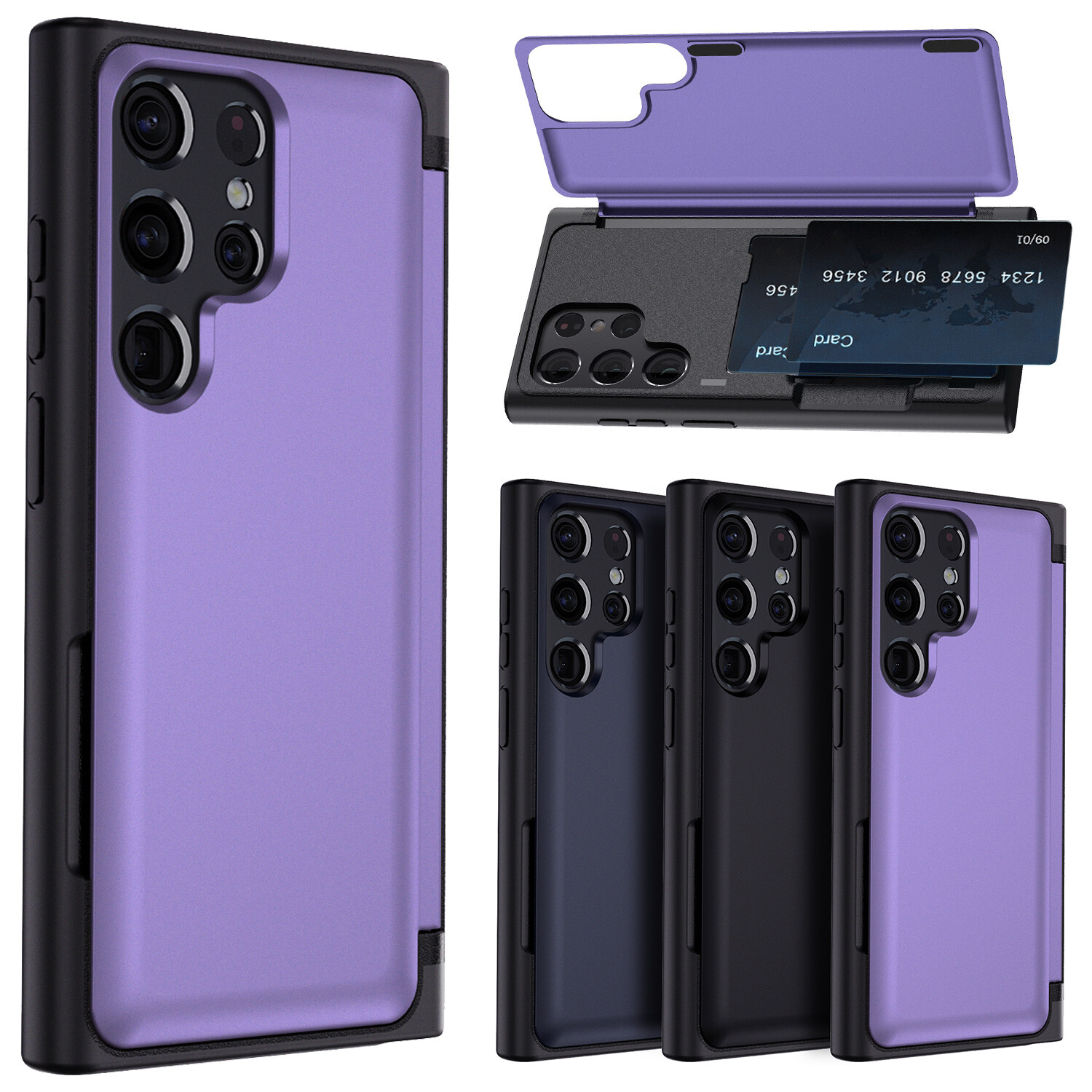 For Samsung Galaxy S21/S21+/S21 Ultra 5G Shockproof Card Pocket Stand Case Cover
