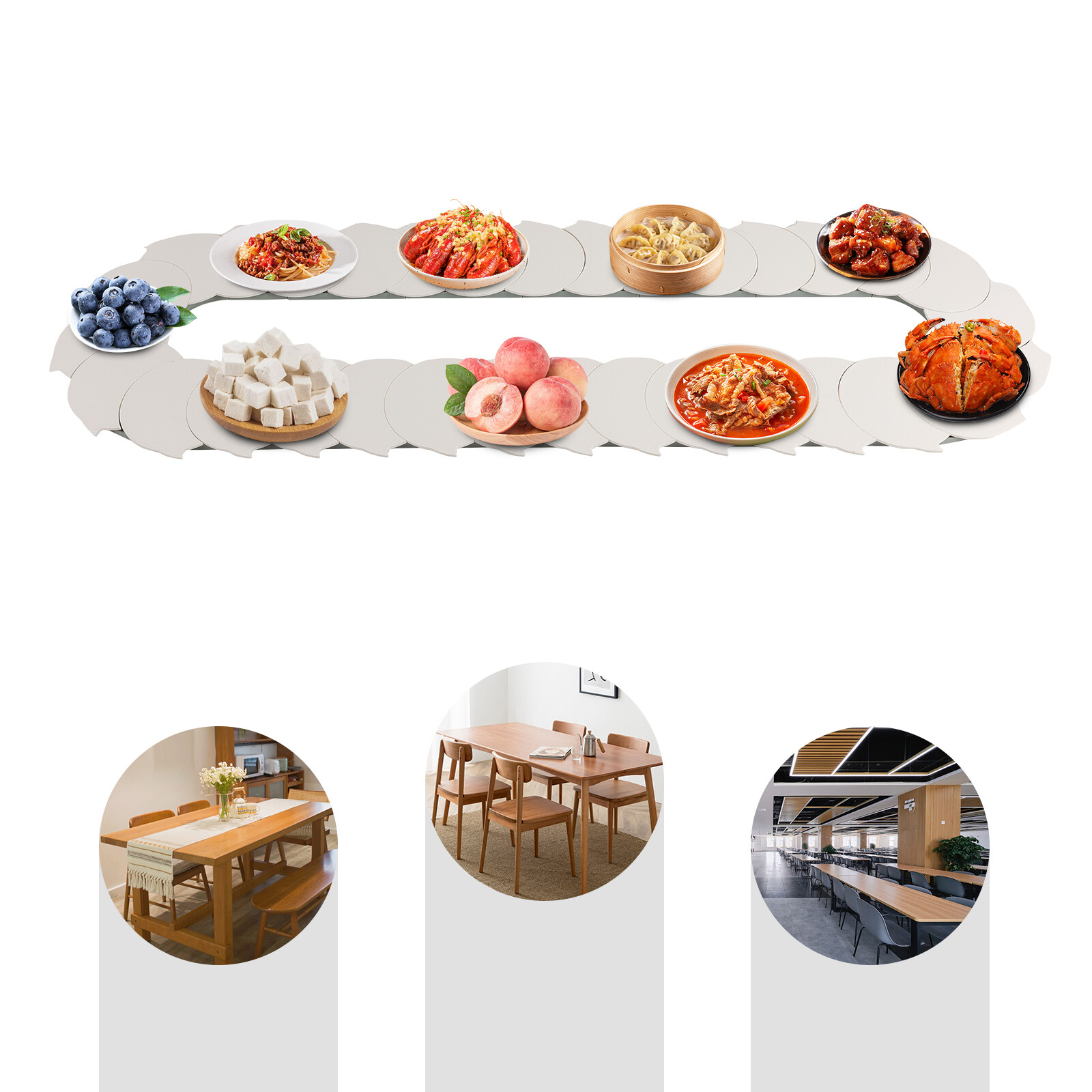 Restaurant Rotating Food Turntable Food Serving Train Dining Table