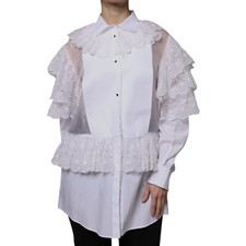 DOLCE & GABBANA Top White Cotton Poplin Shirt Dress Blouse IT44/US10/L 4130usd