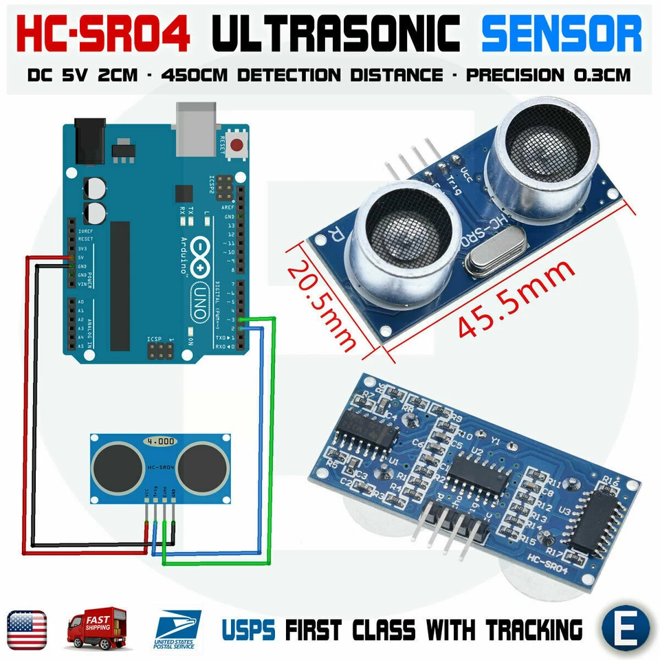 10pcs HC-SR04 Ultrasonic Sensor Module Measuring Arduino Raspberry pi Robot - Image 2 of 4