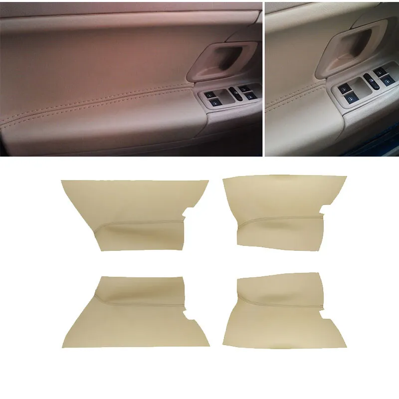 4x Real Leather Car Door Panel Armrest Cover Replace Pad For Skoda Fabia  08-14