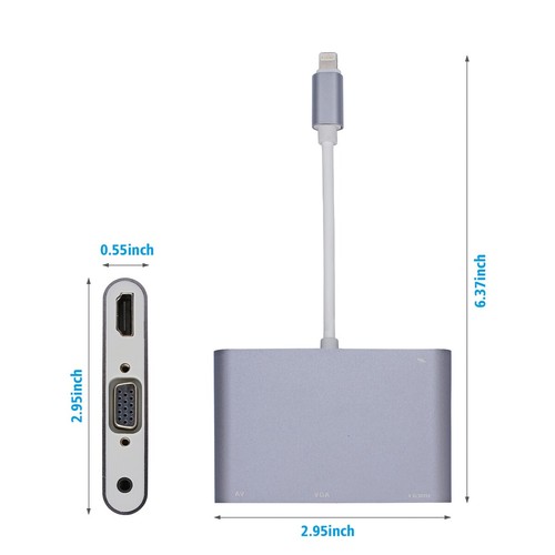 For iPhone 12 11 XR to Monitor Projector HDMI & VGA Adapter, 8Pin Hub Multiport - Picture 3 of 11