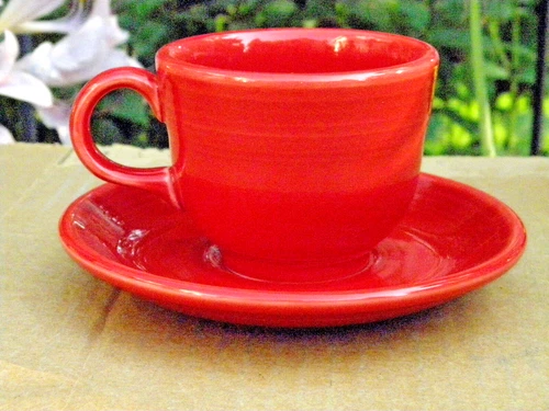 VTG FIESTAWARE TEA/COFFEE CUP & SAUCER HOMER LAUGHLIN CHINA CO FIESTAWARE RED  0