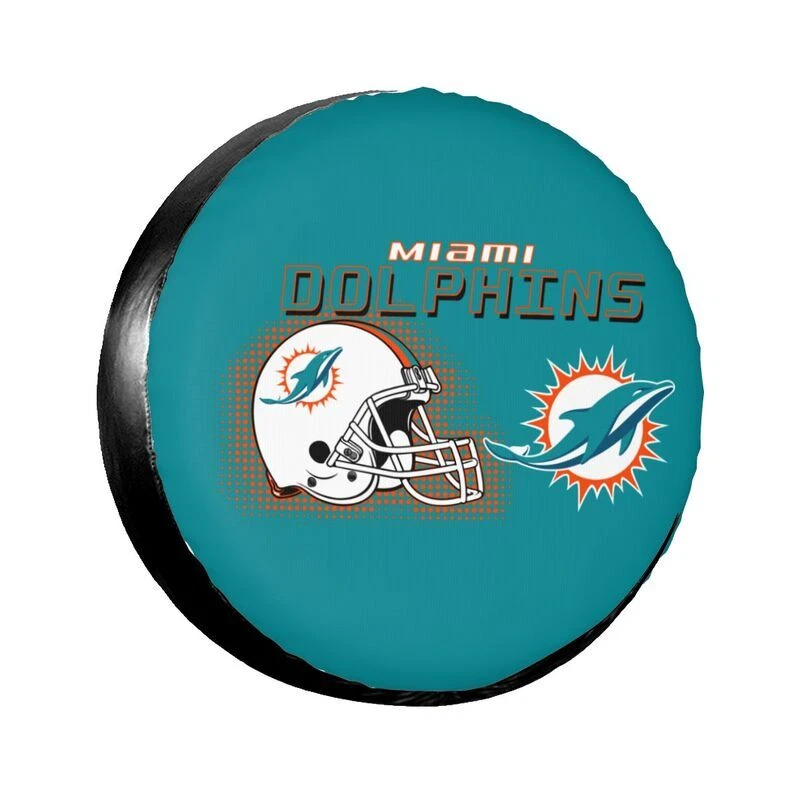 Miami Dolphins Auto Car Tire Cover Helmet Style Green Spare Tire Cover