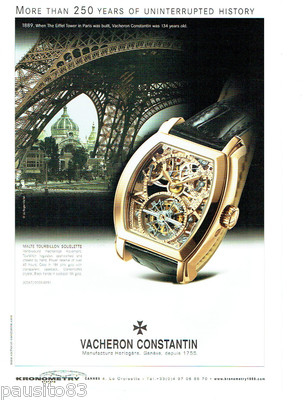 REKLAME WERBUNG 1016 2007 Vacheron Constantin Uhr Malta Tourbillon Squ