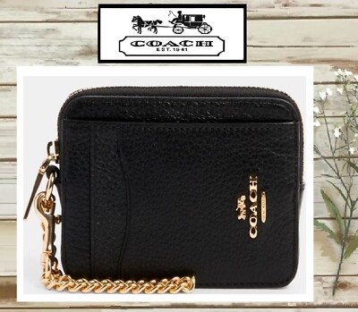 COACH Zip Around Small Leather Card Case