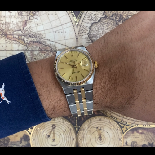 Rolex Datejust Oysterquartz 18k Yellow Gold/Steel Champagne 36mm Watch R 17013 - Video 1 von 1
