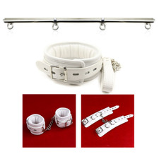 Bondage Open Leg Bar PU Leather Restraint Collar Ankle Wrist handuffs Couples SM