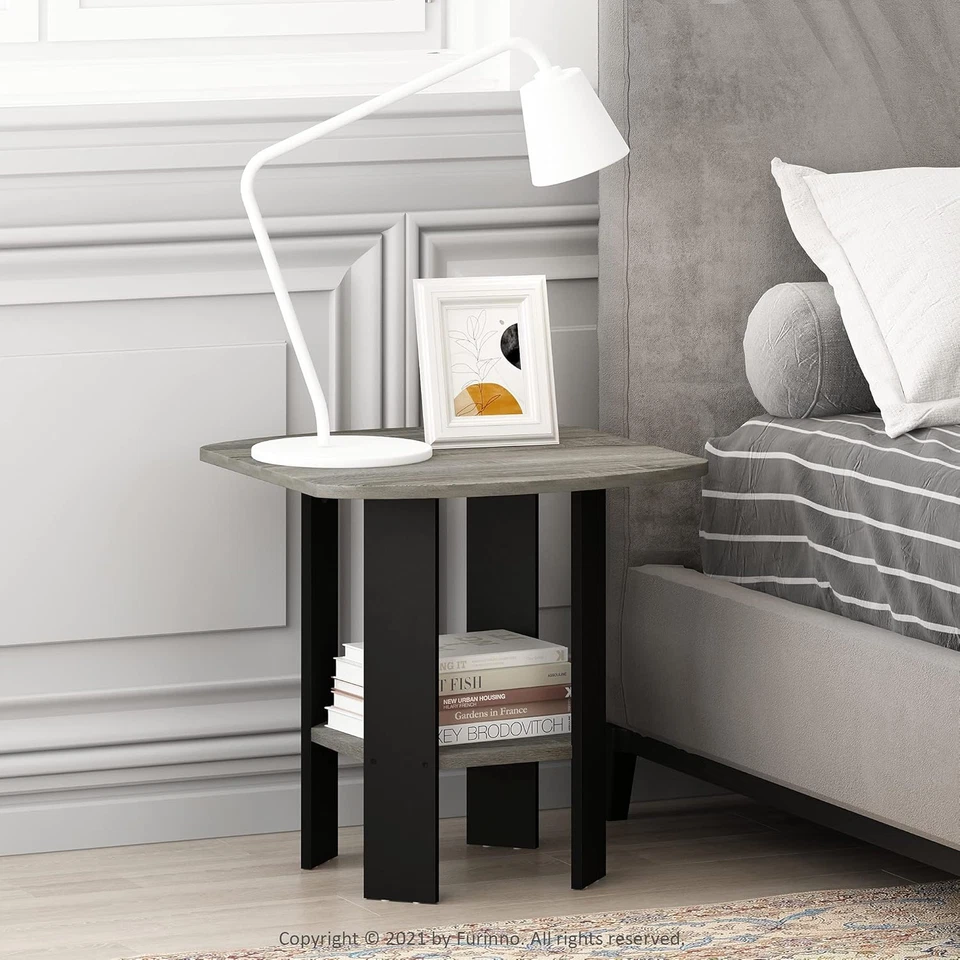 Simple Design End Table, 2-Pack, French Oak Grey/Black - Image 2 of 4