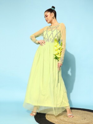 slim fit dress slacks Luxury Beaded Nida Maxi Dress