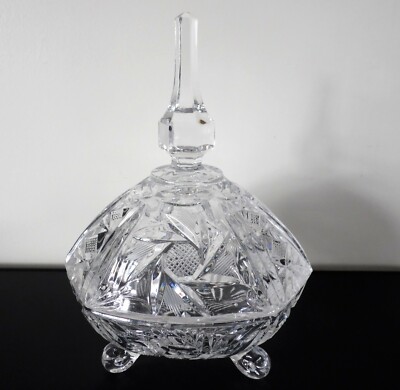 Große Glas Kristall Schmuck Süßigkeiten Schale 8,5'' Fuß Turm Deckel Zuhause Geburtstag Geschenk