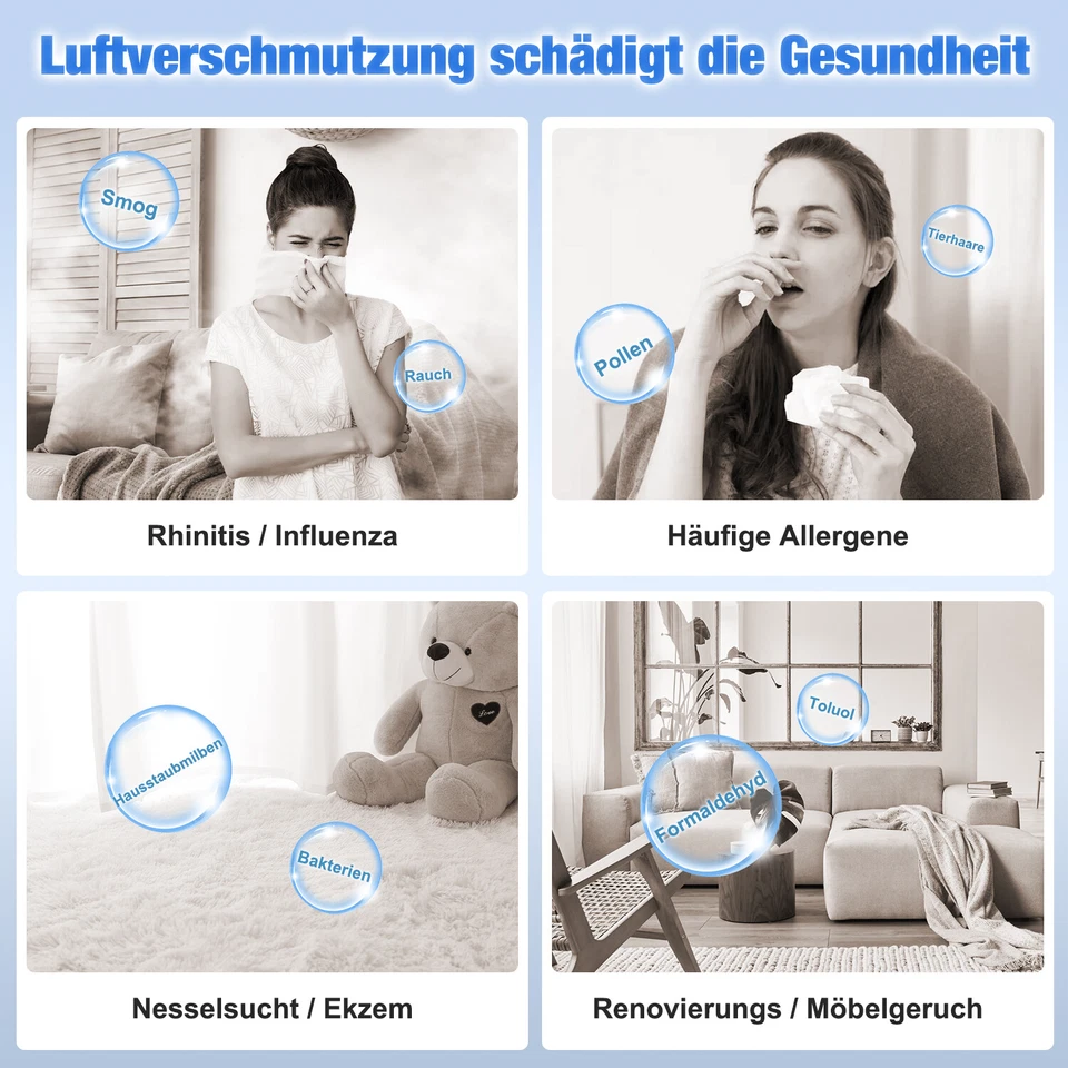 Luftreiniger Allergiker mit HEPA gegen 99,97 Prozent Schimmel Staub Pollen - Bild 3 von 4