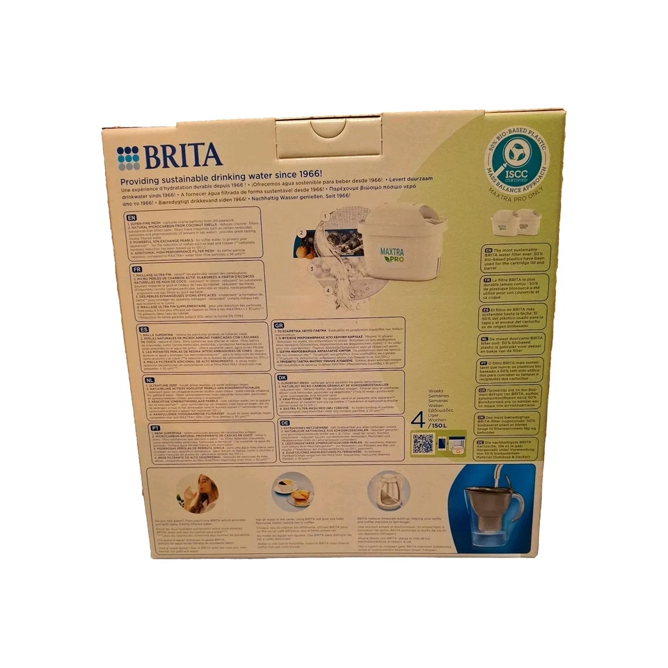 BRITA Water Filter Fridge Jug Marella 2.4L Grey + 3 Month MAXTRA PRO Cartridges - Image 2 of 3