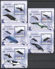 (232204) Sealife, Whale, Comoros - sheets de luxe -