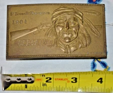 GERONIMO ~ 1904 ST. LOUIS MO. EXPOSITION MINTED BRASS BUCKLE ~ MONTAUK SILVER CO