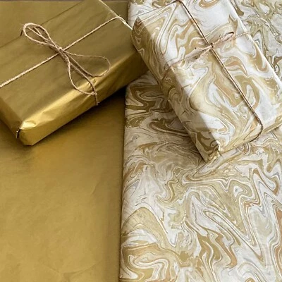 Christmas Tissue Paper *Gold Marble & Gold* Mixed Pack Luxury Sheets Gift Wrap