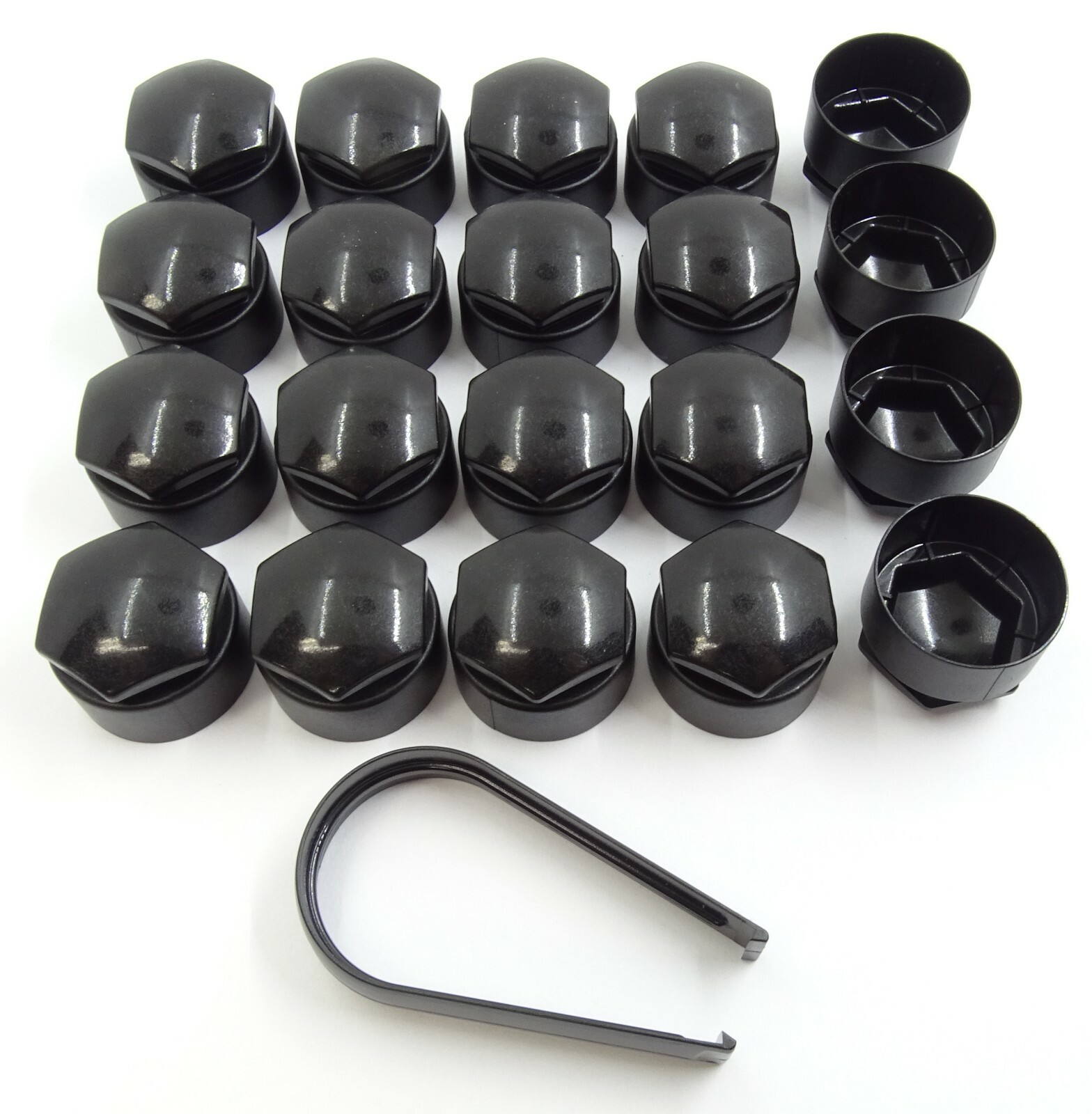 WHEEL NUT COVERS AUDI A3 A4 A5 A6 Q3 GLOSSY BLACK BOLT CAPS LOCKING