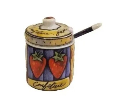 Joie De Vivre Confiture Fruit Jam Jelly Jar Canister W/ Lid & Spoon Lifestyle 