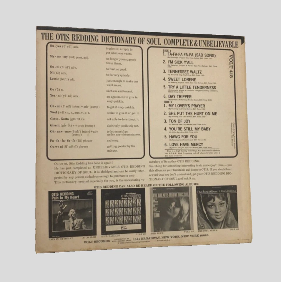 Otis Redding Dictionary Soul Volt 415 Mono DJ Radio Promo Vintage 1966 LP Vinyl Foto 4 de 4