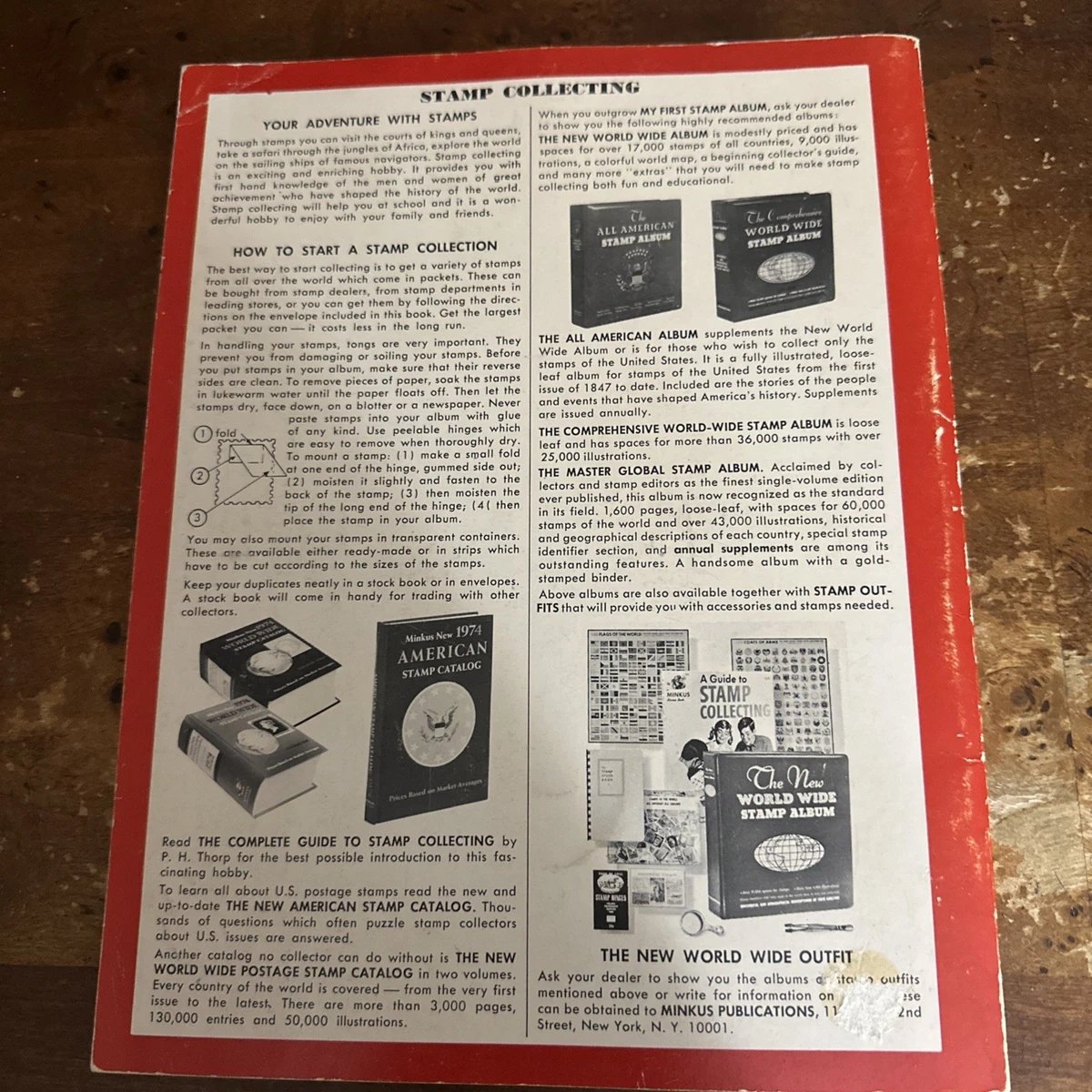 Minkus Vintage 1962 World Stamp Album For Collectors Booklet Holds 4000+ Stamps